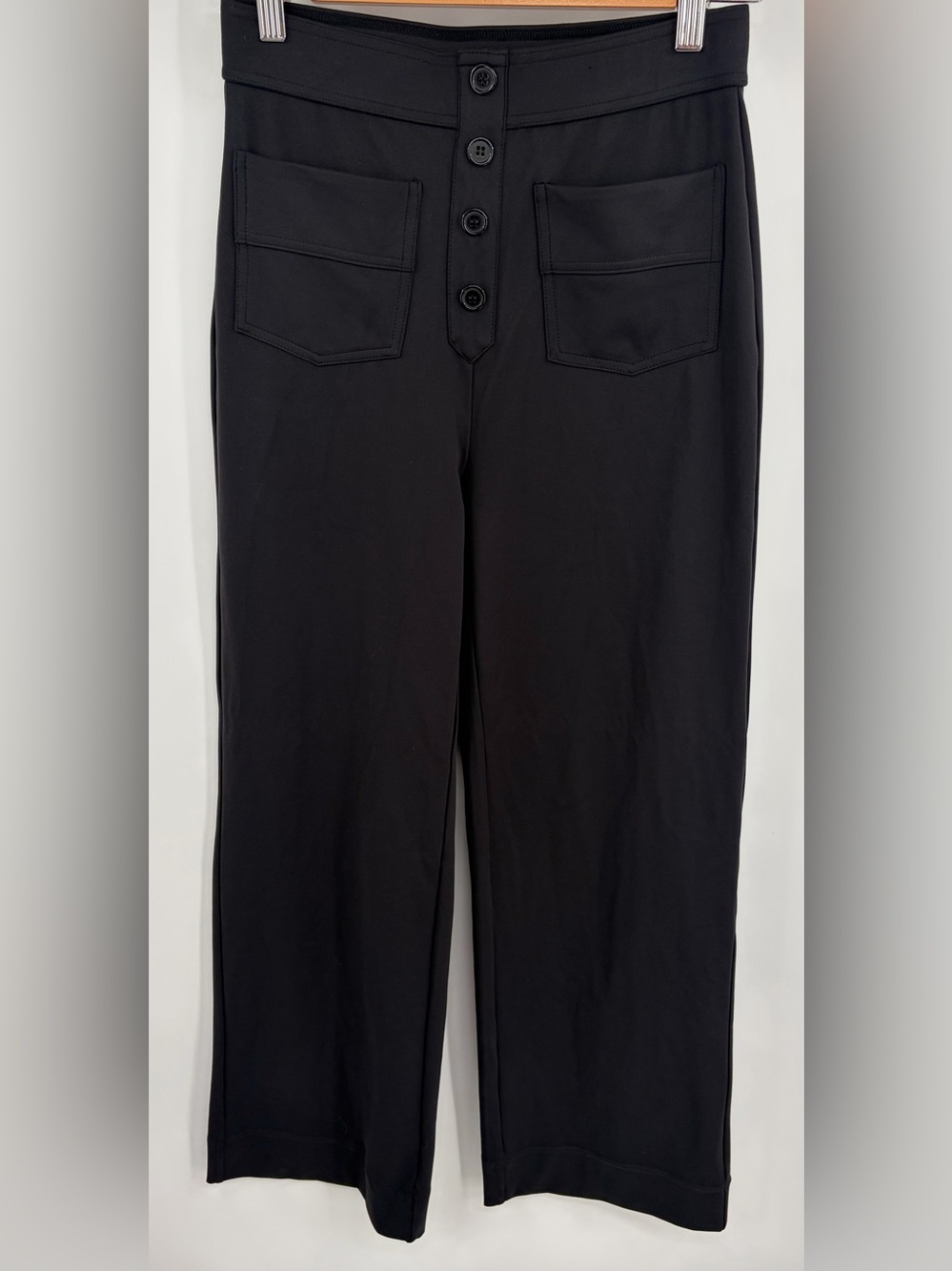 Halara high waisted button multiple pockets straight leg black pant women SP NWT
